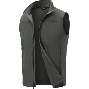 image:imageTBMPOY Mens Lightweight Softshell Vests Windproof Sleeveless Jackets Golf Outdoor Outerwear Summer Hiking Travel CyclingDark Grey