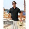 image:imageTBMPOY Mens Casual Knit Polo with Pocket Textured Shirts Short Sleeve Classic Summer VacationBlack