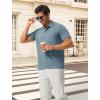 image:imageTBMPOY Mens Casual Knit Polo with Pocket Textured Shirts Short Sleeve Classic Summer VacationBlue