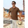 image:imageTBMPOY Mens Casual Knit Polo with Pocket Textured Shirts Short Sleeve Classic Summer VacationCoffee
