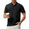 image:imageTBMPOY Mens Casual Knit Polo with Pocket Textured Shirts Short Sleeve Classic Summer VacationBlack