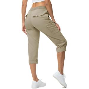 image:imageTBMPOY Womens Cargo Hiking Capris PantsStyle 2grey Khaki