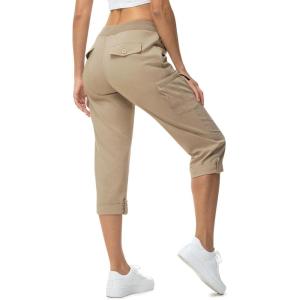 image:imageTBMPOY Womens Cargo Hiking Capris PantsStyle 2khaki