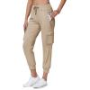 image:imageTBMPOY Womens Cargo Work Joggers Hiking Lightweight Pant Casual Travel Sweatpant Quick Dry Outdoor Trip Travel 6 PocketsKhaki