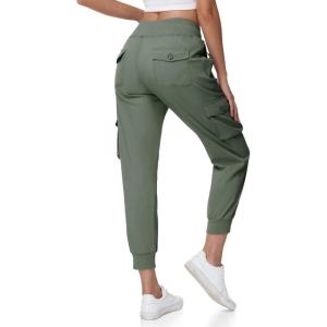 image:imageTBMPOY Womens Cargo Work Joggers Hiking Lightweight Pant Casual Travel Sweatpant Quick Dry Outdoor Trip Travel 6 PocketsArmy Green