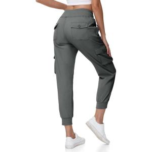 image:imageTBMPOY Womens Cargo Work Joggers Hiking Lightweight Pant Casual Travel Sweatpant Quick Dry Outdoor Trip Travel 6 PocketsDark Grey