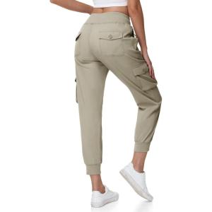 image:imageTBMPOY Womens Cargo Work Joggers Hiking Lightweight Pant Casual Travel Sweatpant Quick Dry Outdoor Trip Travel 6 PocketsGrey Khaki
