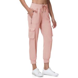 image:imageTBMPOY Womens Cargo Work Joggers Hiking Lightweight Pant Casual Travel Sweatpant Quick Dry Outdoor Trip Travel 6 PocketsPink