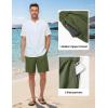 image:imageTBMPOY Mens Linen Casual Shorts Zipper Pocket Elastic Waist Drawstring Summer Beach Vacation ShortArmy Green