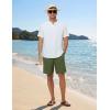 image:imageTBMPOY Mens Linen Casual Shorts Zipper Pocket Elastic Waist Drawstring Summer Beach Vacation ShortArmy Green