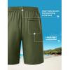 image:imageTBMPOY Mens Linen Casual Shorts Zipper Pocket Elastic Waist Drawstring Summer Beach Vacation ShortArmy Green