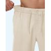 image:imageTBMPOY Mens Linen Casual Shorts Zipper Pocket Elastic Waist Drawstring Summer Beach Vacation ShortBeige