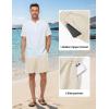 image:imageTBMPOY Mens Linen Casual Shorts Zipper Pocket Elastic Waist Drawstring Summer Beach Vacation ShortBeige