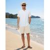 image:imageTBMPOY Mens Linen Casual Shorts Zipper Pocket Elastic Waist Drawstring Summer Beach Vacation ShortBeige