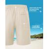 image:imageTBMPOY Mens Linen Casual Shorts Zipper Pocket Elastic Waist Drawstring Summer Beach Vacation ShortBeige