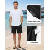 image:imageTBMPOY Mens Linen Casual Shorts Zipper Pocket Elastic Waist Drawstring Summer Beach Vacation ShortBlack