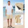 image:imageTBMPOY Mens Linen Casual Shorts Zipper Pocket Elastic Waist Drawstring Summer Beach Vacation ShortLight Khaki