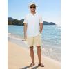 image:imageTBMPOY Mens Linen Casual Shorts Zipper Pocket Elastic Waist Drawstring Summer Beach Vacation ShortLight Khaki