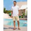image:imageTBMPOY Mens Linen Casual Shorts Zipper Pocket Elastic Waist Drawstring Summer Beach Vacation ShortLight Khaki