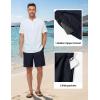 image:imageTBMPOY Mens Linen Casual Shorts Zipper Pocket Elastic Waist Drawstring Summer Beach Vacation ShortNavy