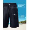 image:imageTBMPOY Mens Linen Casual Shorts Zipper Pocket Elastic Waist Drawstring Summer Beach Vacation ShortNavy