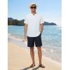 image:imageTBMPOY Mens Linen Casual Shorts Zipper Pocket Elastic Waist Drawstring Summer Beach Vacation ShortNavy