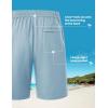 image:imageTBMPOY Mens Linen Casual Shorts Zipper Pocket Elastic Waist Drawstring Summer Beach Vacation ShortSky Blue