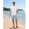 image:imageTBMPOY Mens Linen Casual Shorts Zipper Pocket Elastic Waist Drawstring Summer Beach Vacation ShortSky Blue