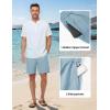 image:imageTBMPOY Mens Linen Casual Shorts Zipper Pocket Elastic Waist Drawstring Summer Beach Vacation ShortSky Blue