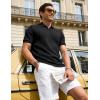 image:imageTBMPOY Mens Casual Knit Polo Shirt Short Sleeve V Neck Textured Stretchy Knitted ShirtsBlack