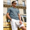 image:imageTBMPOY Mens Casual Knit Polo Shirt Short Sleeve V Neck Textured Stretchy Knitted ShirtsBlue