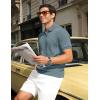image:imageTBMPOY Mens Casual Knit Polo Shirt Short Sleeve V Neck Textured Stretchy Knitted ShirtsBlue