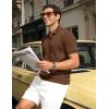 image:imageTBMPOY Mens Casual Knit Polo Shirt Short Sleeve V Neck Textured Stretchy Knitted ShirtsBrown