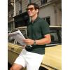 image:imageTBMPOY Mens Casual Knit Polo Shirt Short Sleeve V Neck Textured Stretchy Knitted ShirtsDark Green