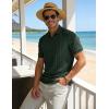 image:imageTBMPOY Mens Casual Knit Polo Shirt Short Sleeve V Neck Textured Stretchy Knitted ShirtsDark Green