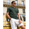 image:imageTBMPOY Mens Casual Knit Polo Shirt Short Sleeve V Neck Textured Stretchy Knitted ShirtsDark Green