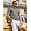 image:imageTBMPOY Mens Casual Knit Polo Shirt Short Sleeve V Neck Textured Stretchy Knitted ShirtsGray