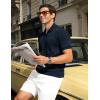 image:imageTBMPOY Mens Casual Knit Polo Shirt Short Sleeve V Neck Textured Stretchy Knitted ShirtsNavy