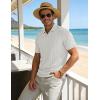 image:imageTBMPOY Mens Casual Knit Polo Shirt Short Sleeve V Neck Textured Stretchy Knitted ShirtsWhite