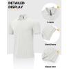image:imageTBMPOY Mens Casual Knit Polo Shirt Short Sleeve V Neck Textured Stretchy Knitted ShirtsWhite