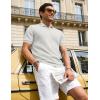 image:imageTBMPOY Mens Casual Knit Polo Shirt Short Sleeve V Neck Textured Stretchy Knitted ShirtsWhite