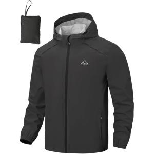 image:imageTBMPOY Mens Rain Jacket Waterproof Lightweight Packable Outdoor Hiking Raincoat Windbreaker with Hood Running GolfBlack