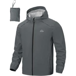 image:imageTBMPOY Mens Rain Jacket Waterproof Lightweight Packable Outdoor Hiking Raincoat Windbreaker with Hood Running GolfGrey