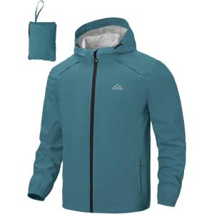 image:imageTBMPOY Mens Rain Jacket Waterproof Lightweight Packable Outdoor Hiking Raincoat Windbreaker with Hood Running GolfLake Blue