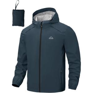image:imageTBMPOY Mens Rain Jacket Waterproof Lightweight Packable Outdoor Hiking Raincoat Windbreaker with Hood Running GolfNavy