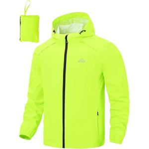 image:imageTBMPOY Mens Rain Jacket Waterproof Lightweight Packable Outdoor Hiking Raincoat Windbreaker with Hood Running GolfYellow
