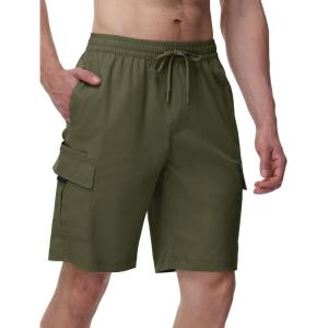 image:imageTBMPOY Mens Cargo Shorts Casual Work Cotton Drawstring Elastic Waist Stretch Summer Short for Men with 5 PocketsArmy Green