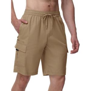 image:imageTBMPOY Mens Cargo Shorts Casual Work Cotton Drawstring Elastic Waist Stretch Summer Short for Men with 5 PocketsKhaki