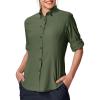 image:imageTBMPOY Womens UPF 50 Fishing Safari Hiking Sun Shirt Uv Protection Button Down Long Sleeve Camp Outdoor Travel ClothesArmy Green
