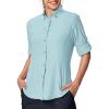 image:imageTBMPOY Womens UPF 50 Fishing Safari Hiking Sun Shirt Uv Protection Button Down Long Sleeve Camp Outdoor Travel ClothesBlue